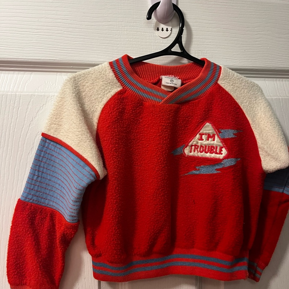 Red 'I'm Trouble' Colorblock Sweatshirt